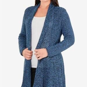 NY COLLECTION Petite Marled Open-Front Cardigan